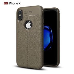 iPhone X (Ten) TPU Leather Armor Hybrid Case (Space Gray)